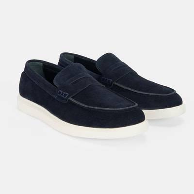 Erkek Lacivert Slip-On Süet Loafer