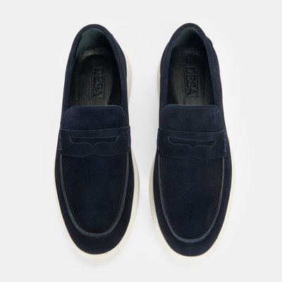 Erkek Lacivert Slip-On Süet Loafer