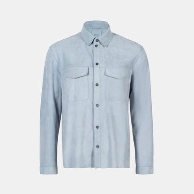 Erkek Mavi Süet Gömlek