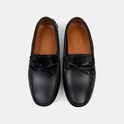 Erkek Siyah Bağcık Detaylı Deri Loafer