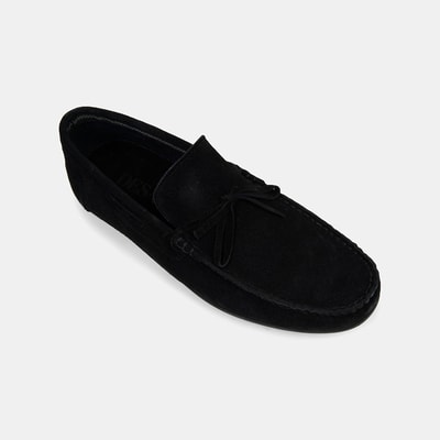 Erkek Siyah Bağcık Detaylı Süet Loafer