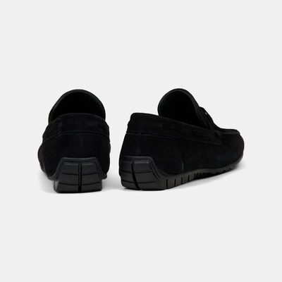 Erkek Siyah Bağcık Detaylı Süet Loafer