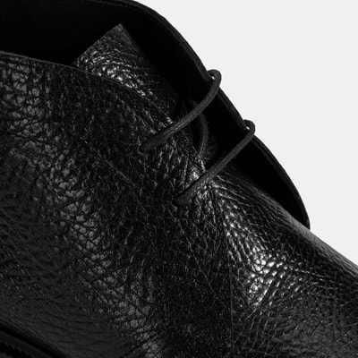 Erkek Siyah Bağcıklı Deri Bot