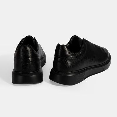 Erkek Siyah Bağcıklı Deri Günlük Ayakkabı