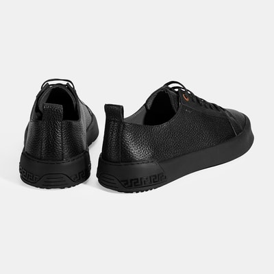 Erkek Siyah Bağcıklı Deri Günlük Ayakkabı