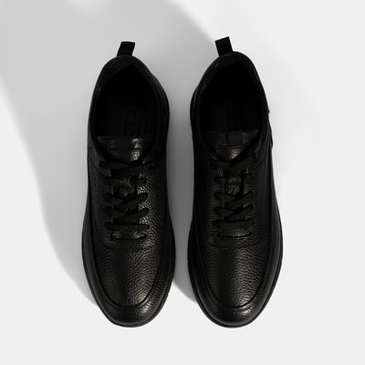 Erkek Siyah Bağcıklı Deri Günlük Ayakkabı