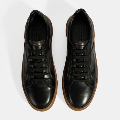 Erkek Siyah Bağcıklı Deri Günlük Ayakkabı