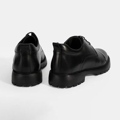 Erkek Siyah Bağcıklı Deri Günlük Ayakkabı