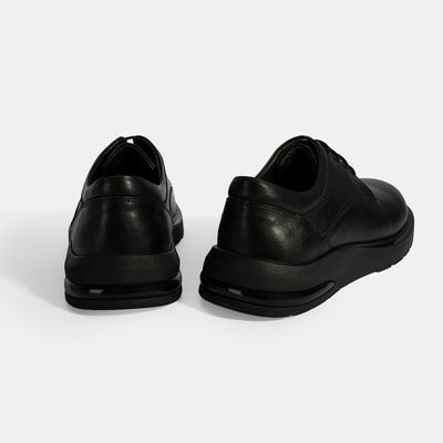 Erkek Siyah Bağcıklı Deri Günlük Ayakkabı