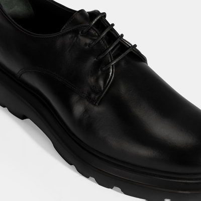 Erkek Siyah Bağcıklı Deri Klasik Ayakkabı