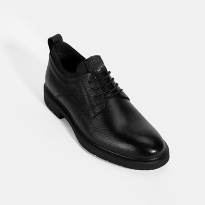 Erkek Siyah Bağcıklı Deri Klasik Ayakkabı