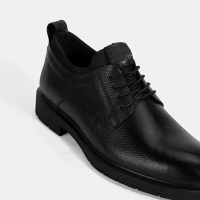 Erkek Siyah Bağcıklı Deri Klasik Ayakkabı