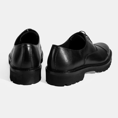 Erkek Siyah Bağcıklı Deri Klasik Ayakkabı