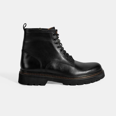 Erkek Siyah Bağcıklı Deri Postal Bot