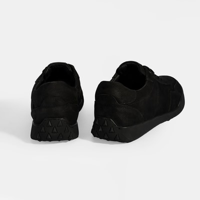 Erkek Siyah Bağcıklı Deri Spor Ayakkabı