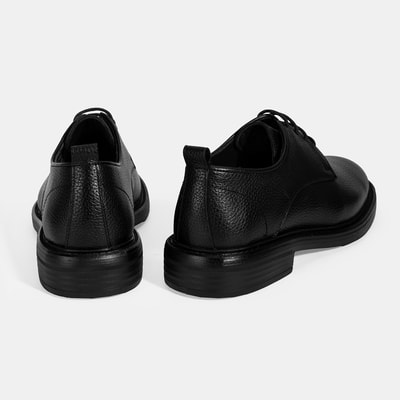 Erkek Siyah Bağcıklı Günlük Deri Ayakkabı