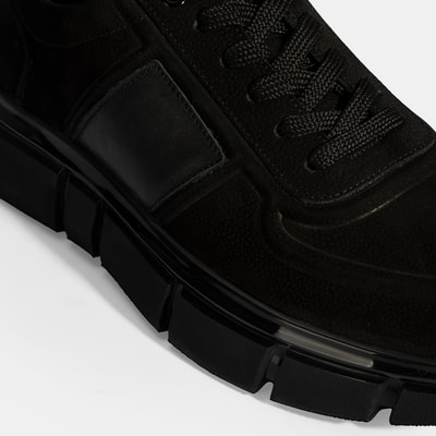 Erkek Siyah Bağcıklı Nubuk Deri Spor Ayakkabı