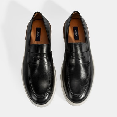 Erkek Siyah Deri Loafer