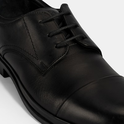 Erkek Siyah DesaComfort Bağcıklı Deri Ayakkabı