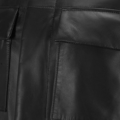 Erkek Siyah Gömlek Yaka Deri Ceket