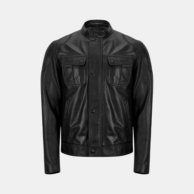 Erkek Siyah Hakim Yakalı Deri Ceket