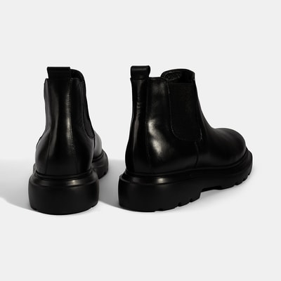 Erkek Siyah Lastikli Deri Bot