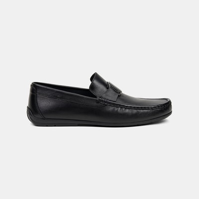 Erkek Siyah Metal Detaylı Deri Loafer