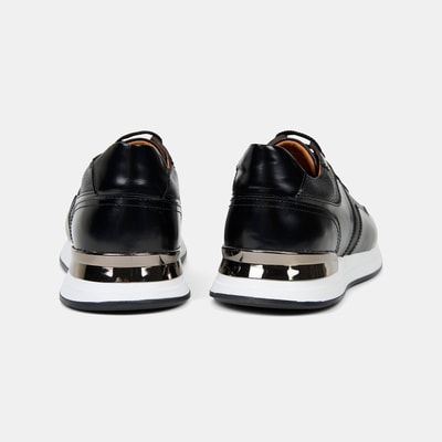 Erkek Siyah Metal Detaylı Deri Spor Ayakkabı