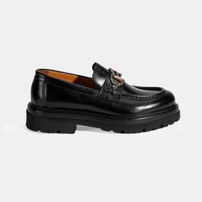 Erkek Siyah Metal Toka Detaylı Deri Loafer