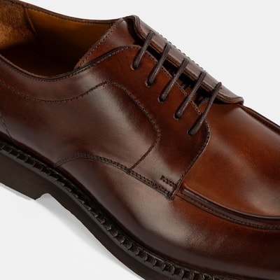 Erkek Taba Bağcıklı Deri Klasik Ayakkabı