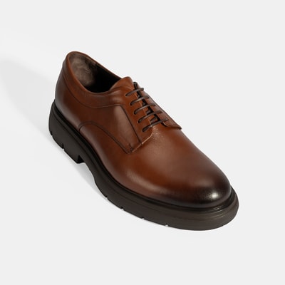 Erkek Taba Bağcıklı Deri Klasik Ayakkabı