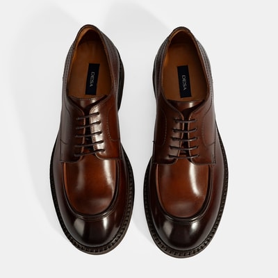 Erkek Taba Bağcıklı Deri Klasik Ayakkabı