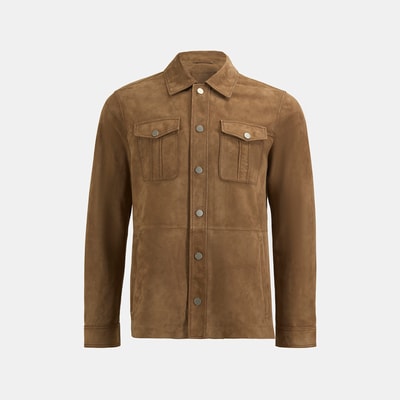 Erkek Taba Uzun Kollu Gömlek Yaka Süet Ceket