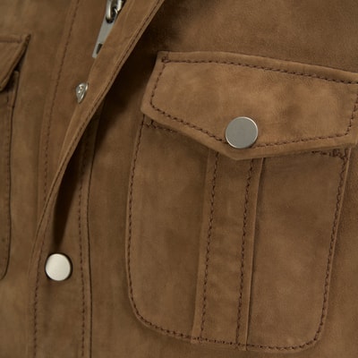 Erkek Taba Uzun Kollu Gömlek Yaka Süet Ceket