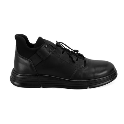 Ernest Siyah Erkek Bağcıklı Deri Bot