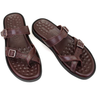 Essence Kahve Erkek Ayarlanabilir Tokalı Deri Terlik