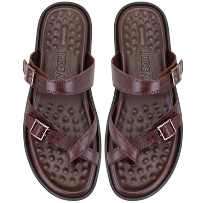 Essence Kahve Erkek Ayarlanabilir Tokalı Deri Terlik