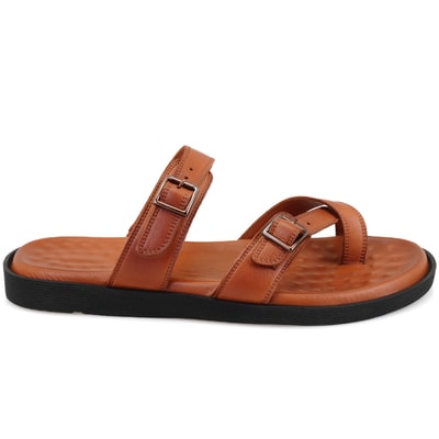 Essence Taba Erkek Ayarlanabilir Tokalı Deri Terlik