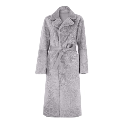 Evalyse Gri Kadın Çift Taraflı Kürk Kaban