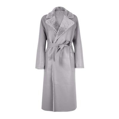 Evalyse Gri Kadın Çift Taraflı Kürk Kaban