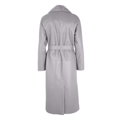 Evalyse Gri Kadın Çift Taraflı Kürk Kaban