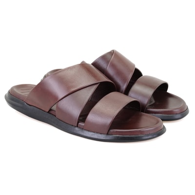 Evelin Kahve Erkek Deri Terlik