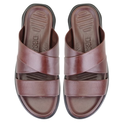 Evelin Kahve Erkek Deri Terlik