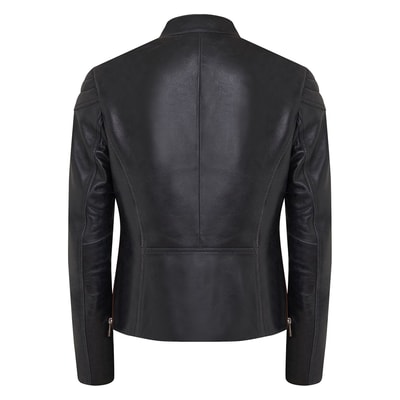 Ewelina Lacivert Kadın Fit Deri Ceket