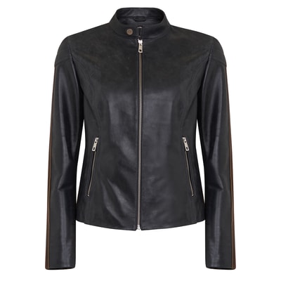 Ewelina Lacivert Kadın Fit Deri Ceket