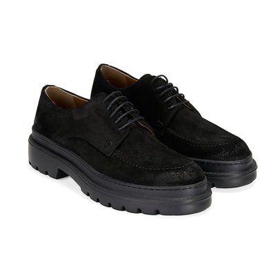 Fabian Siyah Erkek Süet Deri Günlük Ayakkabı
