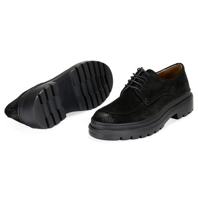 Fabian Siyah Erkek Süet Deri Günlük Ayakkabı