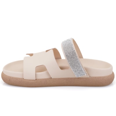 Fanetta Bej Kadın DesaComfort Tabanlı Deri Terlik