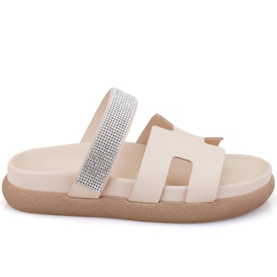 Fanetta Bej Kadın DesaComfort Tabanlı Deri Terlik