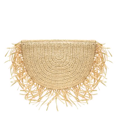 Fangie Ekru Kadın Hasır Clutch 